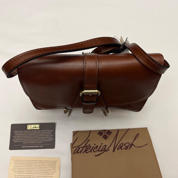 NWT Patricia Nash Brown Leather Crossbody Bag With Shoulder Strap. - Picture 3 of 16